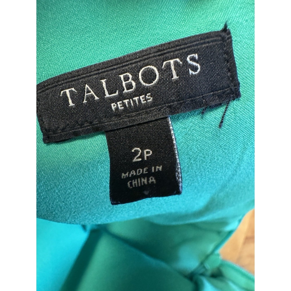 Talbots Women's SZ 2P Floral Sleeveless Fit and Flare Midi Dress‎ Green Pink - Picture 13 of 14